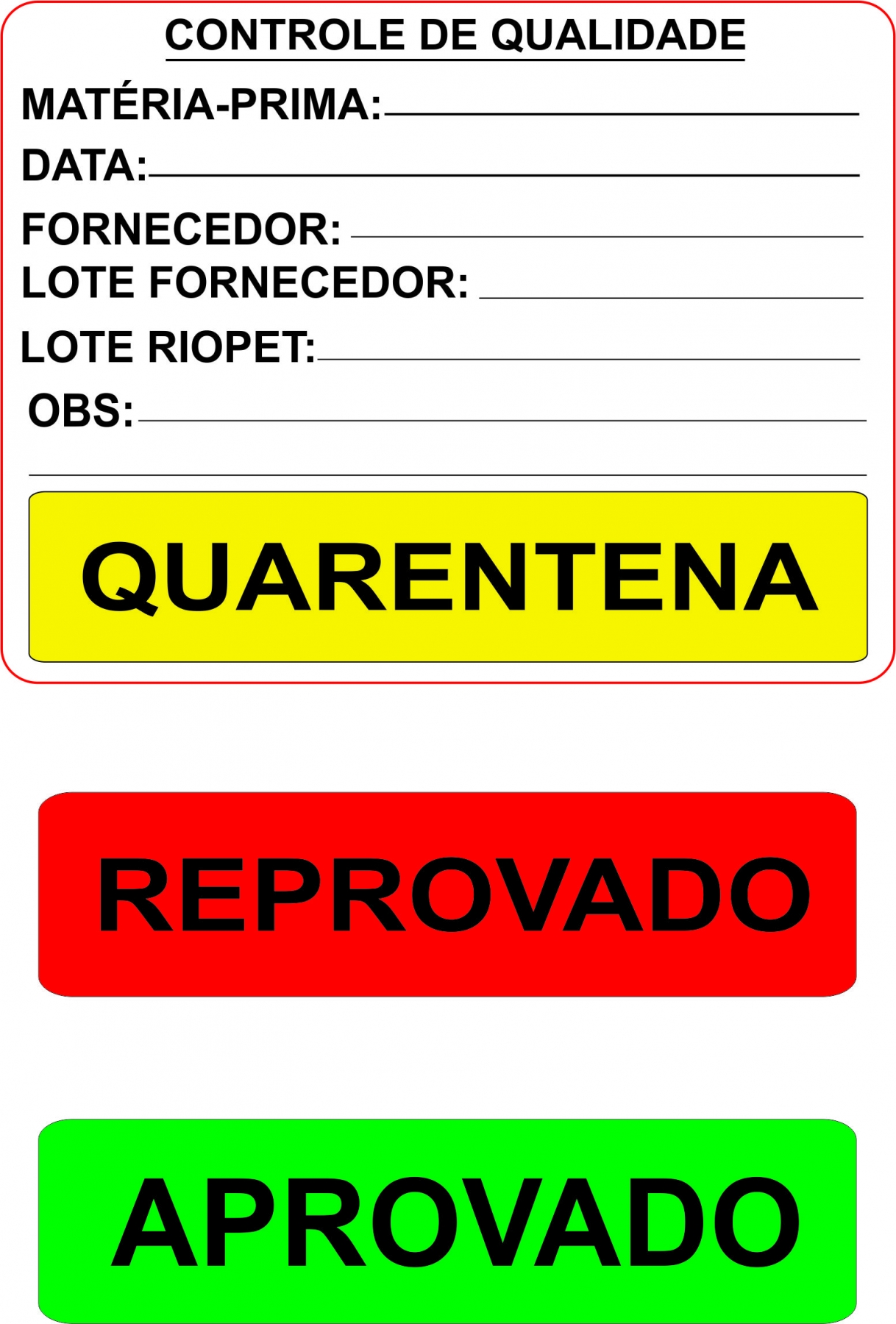 Etiqueta de Controle de Qualidade - FOTO 1